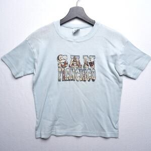 VTG San Francisco Baby T‎ Blue Graphic Print 100% Cotton